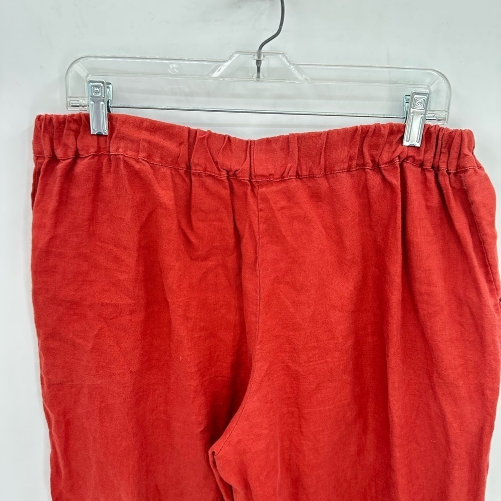 4OUR DREAMERS Linen wide leg burnt orange pull on woman Lagonlook boho capri L - Picture 7 of 14